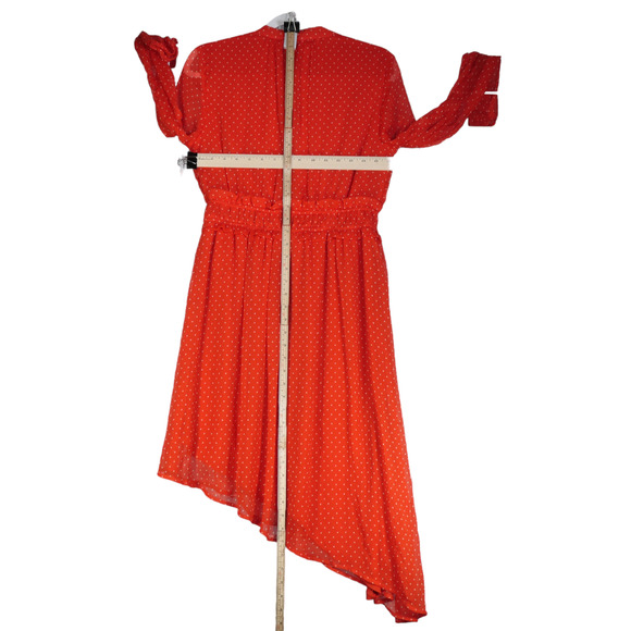 Vero Moda Orange Dress Womens Medium Sheer Sleeves Smocked Waist Lightweight - Picture 8 of 13